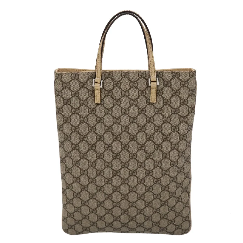 GUCCI GG Canvas Hand Bag PVC Leather Beige 117551  45968