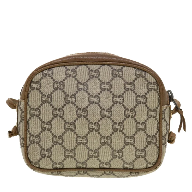 GUCCI GG Plus Canvas Shoulder Bag PVC Leather Beige  th3681