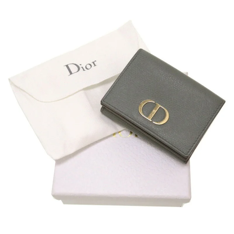 CHRISTIAN DIOR Leather Gray Trifold Wallet