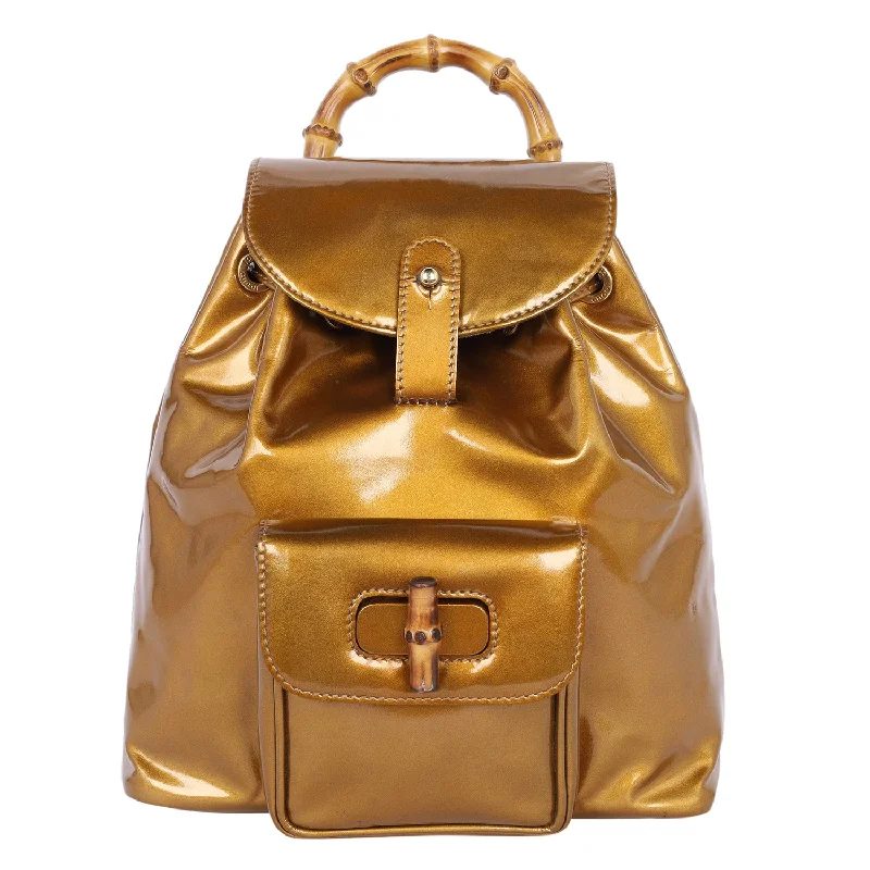 Bamboo Patent Leather Backpack (Authentic Pre-owned)