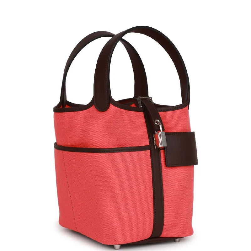 Hermes Picotin Cargo 18 Rose Texas and Rouge Sellier Swift and Toile Canvas Palladium Hardware