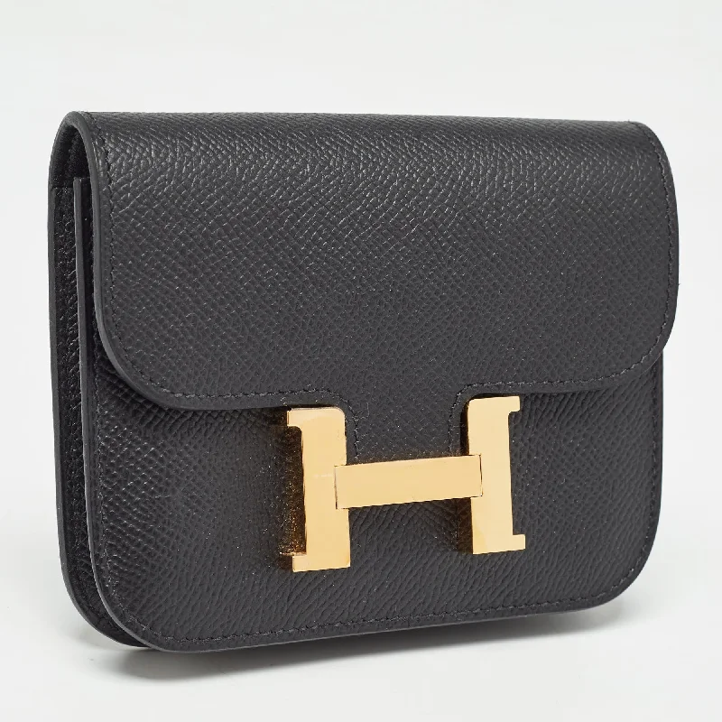 Hermes Noir Epsom Leather Constance Slim Wallet