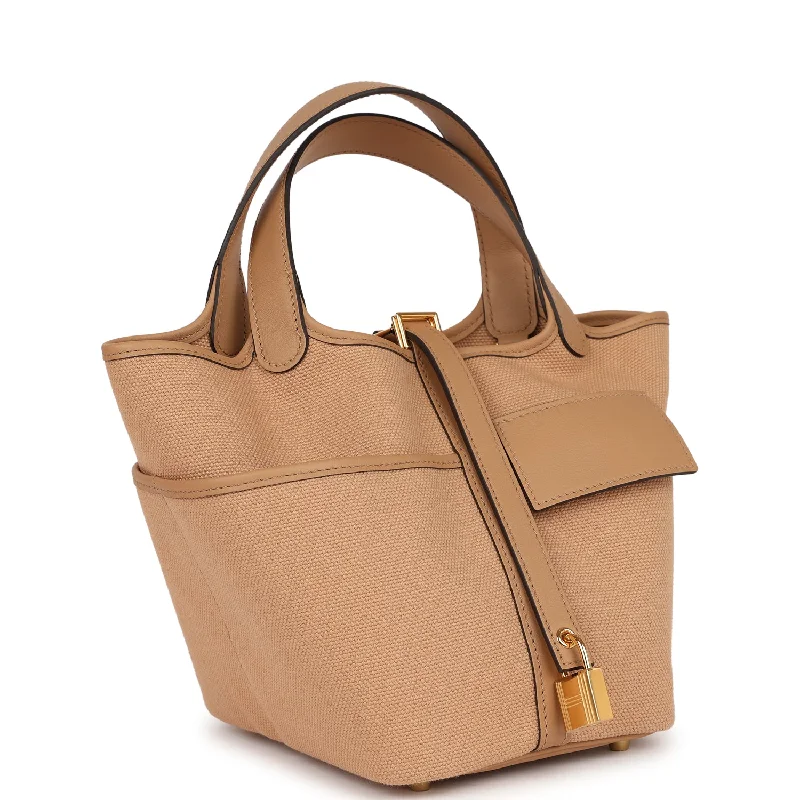 Hermes Picotin Cargo 18 Chai Swift and Toile Canvas Gold Hardware