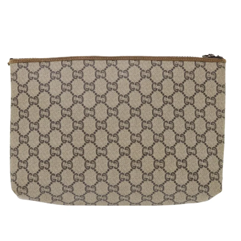 GUCCI GG Plus Canvas Clutch Bag PVC Leather Beige  ep1039