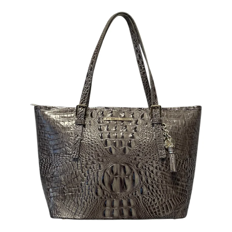 Brahmin/Tote Bag/Animal Pattern/Leather/GRY/CROC EMBOSSED