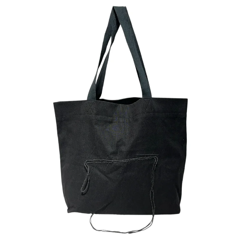 YOHJI YAMAMOTO/Tote Bag/Cotton/BLK/FRINGE SIGNATURE LOGO