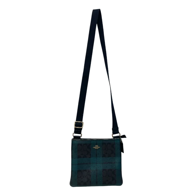 COACH/Cross Body Bag/Plaid/Leather/BLK/