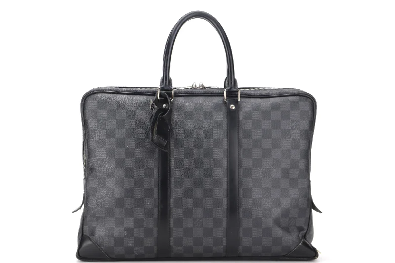 LOUIS VUITTON N41123 VOYAGE DOCUMENT BAG (BA2130) DAMIER GRAPHITE, WITH DUST COVER