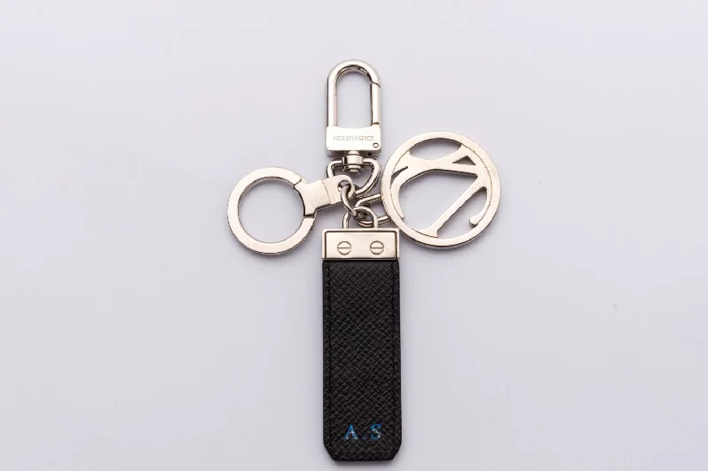 Louis Vuitton Key Chain (A.S INITIALS) Taiga Leather, Silver Hardware