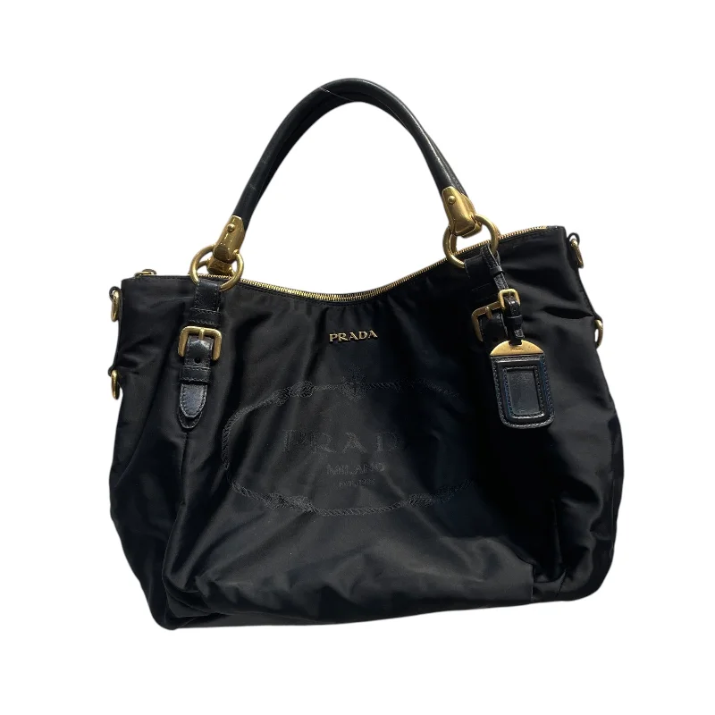 PRADA/Boston Bag/M/Nylon/BLK/Nylon handbag