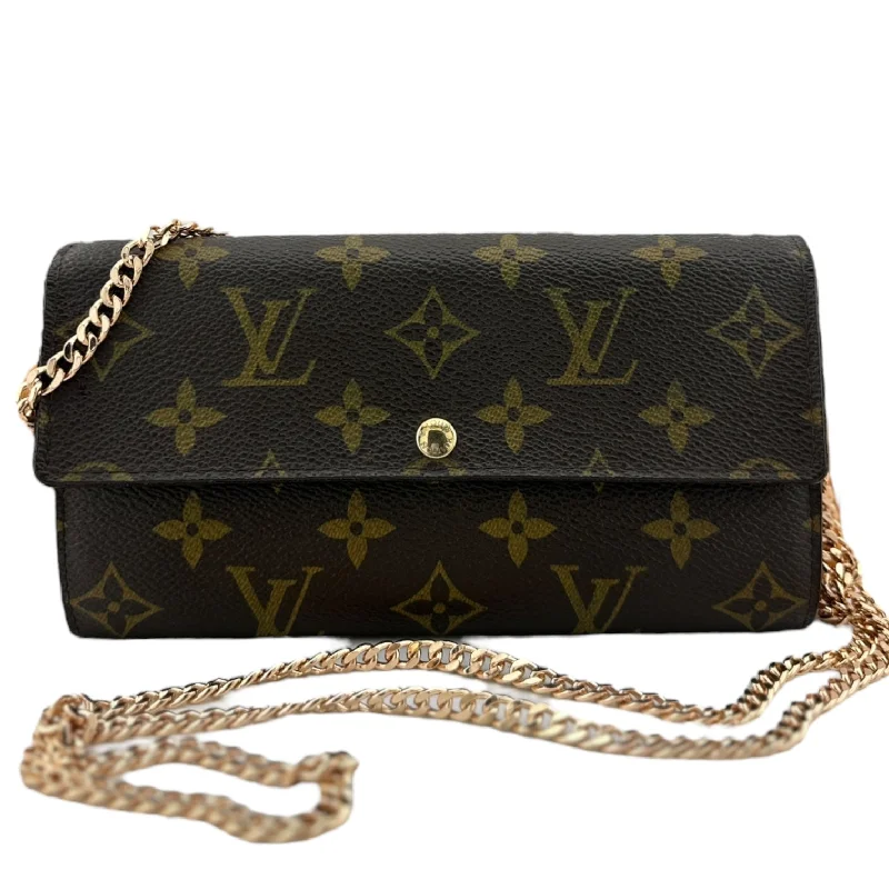 LOUIS VUITTON Monogram Coated Canvas Sarah Wallet with added Chain