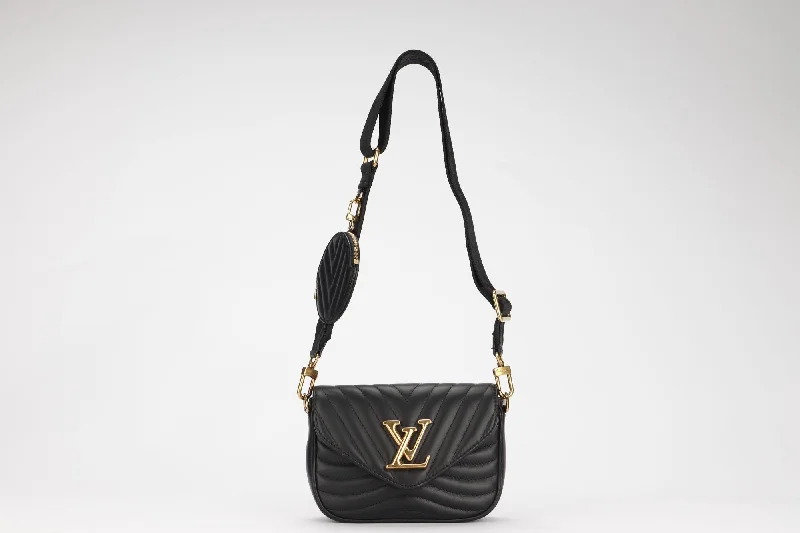 Louis Vuitton New Wave Multi Pochette (M56461) Noir Color, with Strap, Chain, Dust Cover & Box