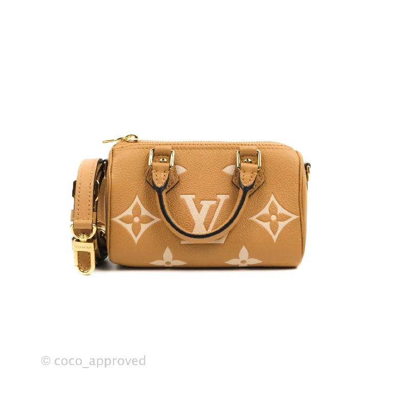 Louis Vuitton Nano Speedy Monogram Canvas Arizona Beige Gold Hardware