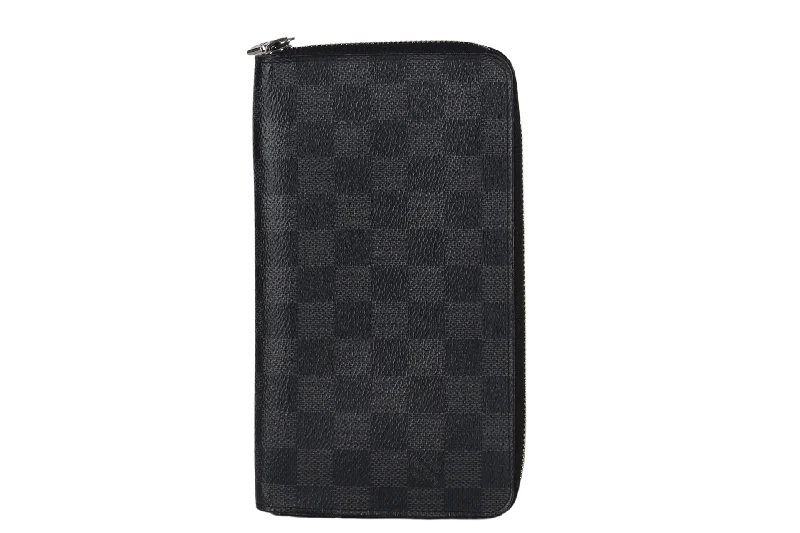 LOUIS VUITTON N60111 ZIPPY ORGANIZER LONG WALLET DAMIER GRAPHITE SILVER HARDWARE WITH DUST COVER AND BOX