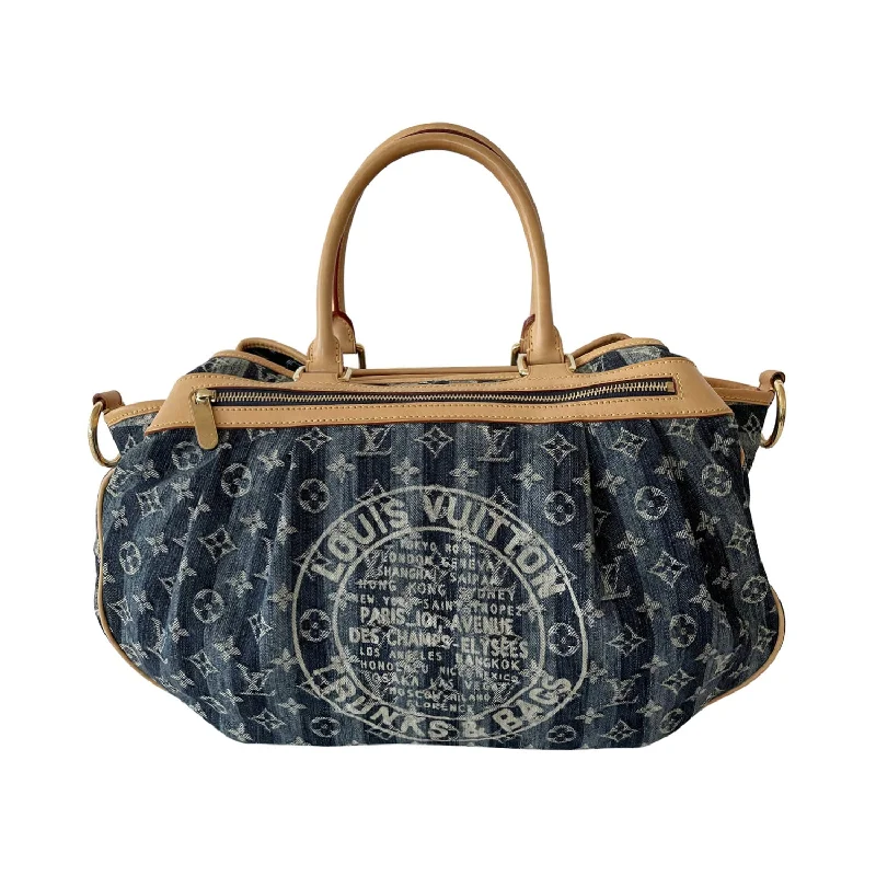 Louis Vuitton Denim Porte Epaule Raye Cabas Bag