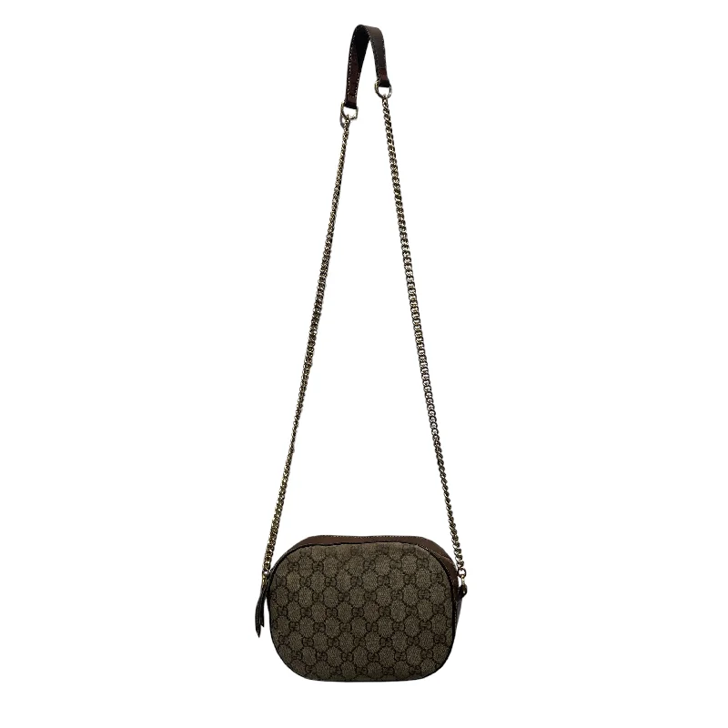 GUCCI/Cross Body Bag/Monogram/Leather/BRW/Mini Compact Bag