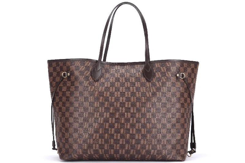 LOUIS VUITTON N41357 NEVERFULL (FL3171) GM SIZE DAMIER EBÈNE CANVAS GOLD HARDWARE, NO DUST COVER