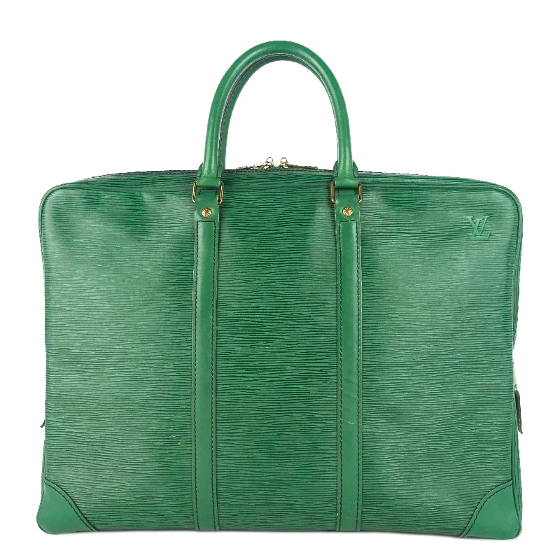 Porte-Documents Voyage Green Epi Leather Briefcase Bag