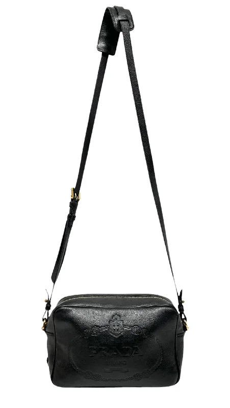 PRADA/Cross Body Bag/Leather/BLK/GLACE CALF/158