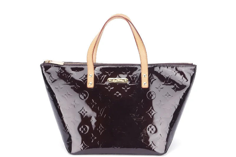 LOUIS VUITTON BELLEVUE TOTE BAG (FL0110), PM SIZE, AMARANTE MONOGRAM VERNIS, WITH DUST COVER