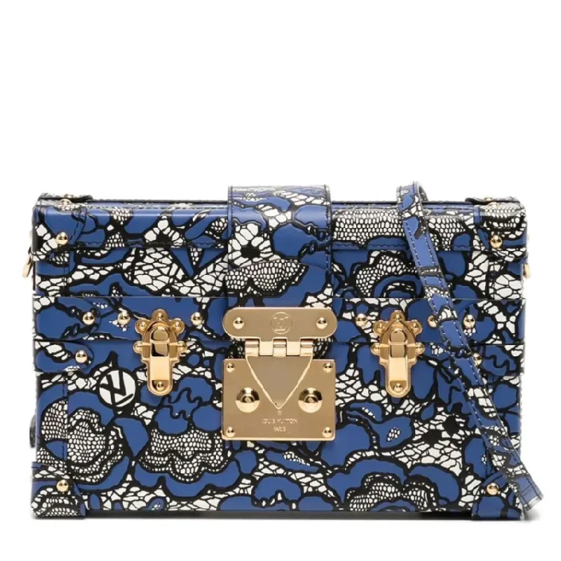 Blue Lace Floral Petite Malle Bag