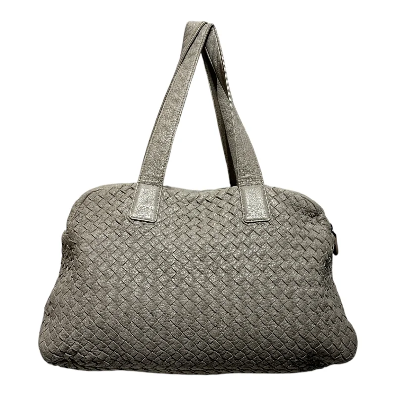 BOTTEGA VENETA/Boston Bag/Leather/GRY/WEAVE