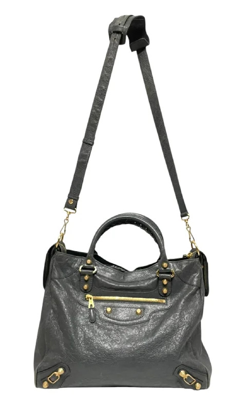 BALENCIAGA/Tote Bag/Leather/GRY/classic city, gold hardware