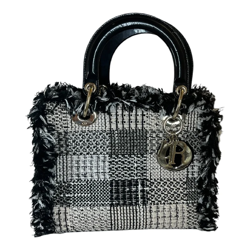 Christian Dior/Hand Bag/Gingham Check/WHT/FABRIC BLACK AND WHITE