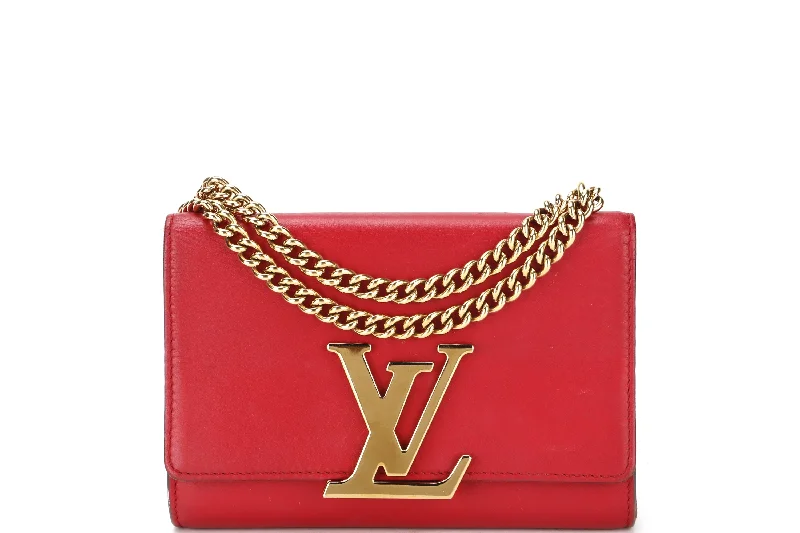 LOUIS VUITTON CHAIN LOUIS MM (TR2165) RED CALF LEATHER GOLD HARDWARE, WITH DUST COVER