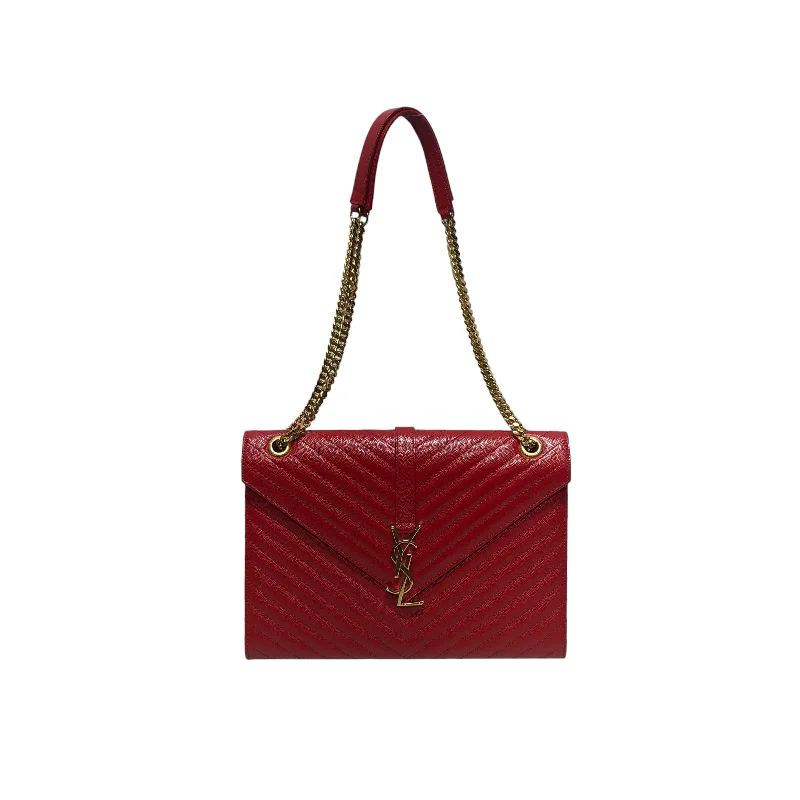 YVES SAINT LAURENT/Hand Bag/Leather/RED/Chevron Monogram Bag