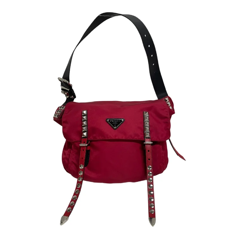 PRADA/Cross Body Bag/Nylon/RED/studded