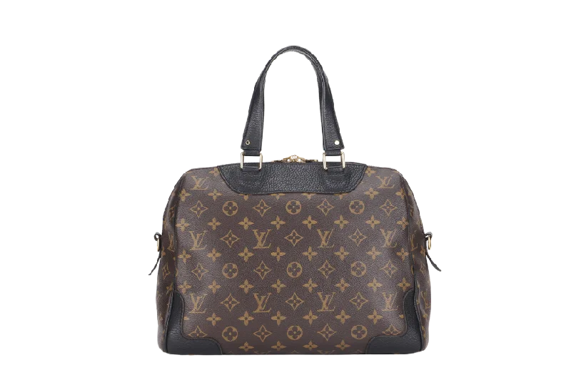 LOUIS VUITTON M50058 RETIRO BLACK LEATHER MONOGRAM CANVAS GOLD HARDWARE WITH STRAP