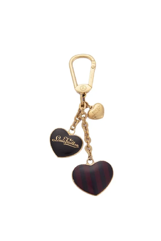 Louis Vuitton Pomme D'Amour Rayures Coeur Heart Bag Charm / Key Chain