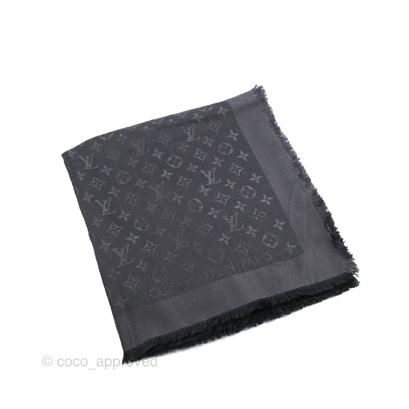 Louis Vuitton Silk Wool Monogram Shawl Anthracite